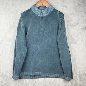 Carbon2Cobalt 1/4 Zip Chenille Sweater Mens XL Blue Gray Casual Career‎ Work